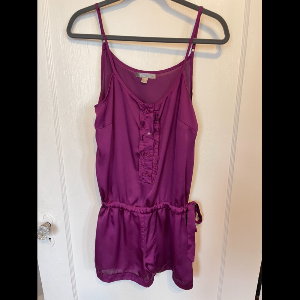 Purple Silk Spaghetti Strap Romper Sz S